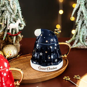 <span class=keywords><strong>Taza</strong></span> de café de cerámica con <span class=keywords><strong>diseño</strong></span> navideño bonito con tapa y cuchara para uso familiar en restaurante del día de Navidad - Product Image 3