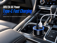 Adaptor Charger Mobil Starlink Mini untuk Pemantik Rokok DC 30V 2A dengan Port USB C untuk RV, Truk, Kapal, Internet Satelit