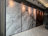 Panneaux muraux en PVC imitation marbre UV, effet brillant, modernes, imperméables, faciles à installer, 1220x2440mm, épaisseur 2,5/3mm, pour usage en milieu de divertissement