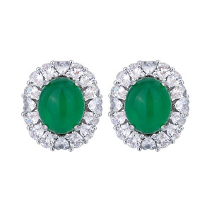 Joyería Zhuang Shengsheng, Cobre Chapado en Oro, Calcedonia Verde Fluorescente en Forma de Gota, Piedra de Lujo para Traje, 18*25-13*18 - Product Image 5