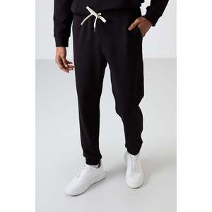 Ensemble de survêtement pour homme en coton noir épais, doux, texturé, confortable et brodé - 85255 - Noir/noir - Product Image 4