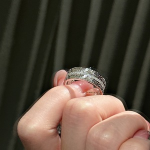 S925 Pure <b>Silver</b> Sparkling CNC <b>Ring</b> Elegant Vintage French Fashion Adjustable Inlay Trendy Jewelry Niche Design - Product Image 5