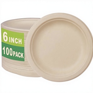 Assiettes à dessert rondes compostables non blanchies en bagasse biodégradable pour les fêtes - Product Image 3