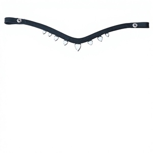 Bandeau de tête pour cheval Ridex en cuir rouge orné de strass, sangle de bridon décorative, accessoire d'équitation pour l'écurie et les concours - Product Image 5