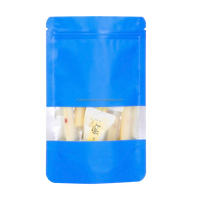 Sac d'emballage alimentaire en mylar à quantité minimale de commande basse d'usine, sac pochette debout, sac résistant aux odeurs, Doypack à impression personnalisée avec fenêtre transparente