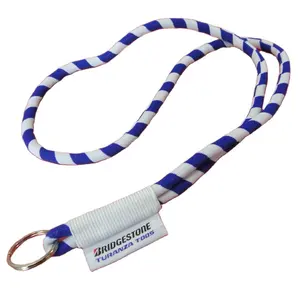 White and blue 2 colors high elastic polyester key chain holder neck cord lanyards