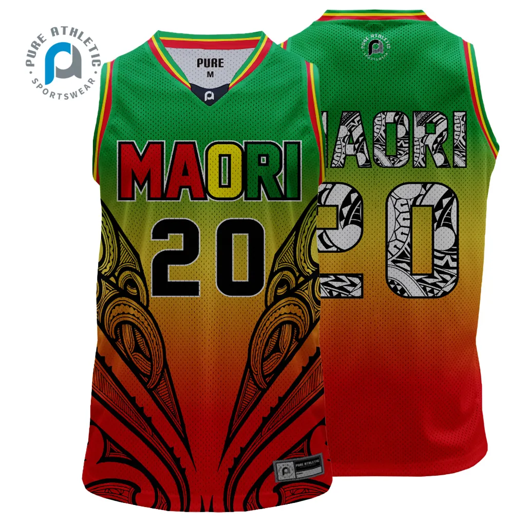 Reines neues Design Quick Dry Günstige benutzer definierte Maori Kampong Sublimation bedruckte Mesh reversible College-Praxis Basketball-Trikot