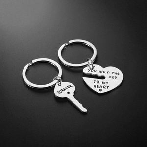 Creative Stainless Steel Engraved Keychain Heart-Shaped Lock <b>Key</b> Couple <b>Key</b> <b>Metal</b> Pendant Keychain <b>Key</b> <b>Chain</b> - Product Image 2