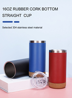 Gobelet écologique à double paroi en acier inoxydable de 12oz 16oz avec fond en liège, tasse à vide thermos isolée par sublimation