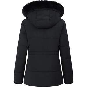 Moerdeng Abrigo acolchado de invierno para mujer, forro polar acolchado, capucha desmontable, parka a prueba de viento, manga completa - Product Image 4