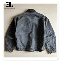 Veste de travail ample LARSUR en toile de canard robuste, style vintage, avec doublure Sherpa, inspirée des vestes de travail de Detroit, idéale pour les charpentiers et les tâches manuelles.