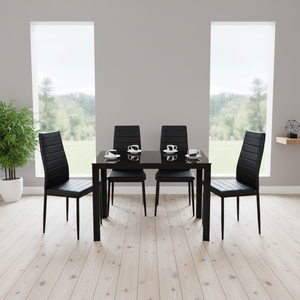 Table <span class=keywords><strong>de</strong></span> salle à manger moderne et abordable en verre <span class=keywords><strong>de</strong></span> style nordique avec chaises en similicuir pour 6 personnes, ensemble <span class=keywords><strong>de</strong></span> table <span class=keywords><strong>de</strong></span> salle à manger pour restaurant avec 6 chaises - Product Image 4