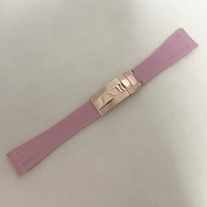 Correa de Reloj de Silicona Rosa con Extremos Curvos de 20MM y 180MM, Cierre Plegable de Acero Inoxidable para Relojes - Product Image 2