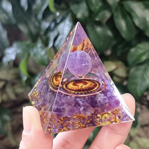 Pirámide de Cristal Kogiya, Esfera de Amatista con Grabado de Fénix, Decoración para el Hogar, Adorno de Escritorio, Regalo Artesanal de Resina Epoxi - Product Image 2