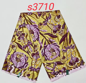 Tissu en organza batik peigné doré WAX de 6 yards pour sacs, robes, literie - Tissu tissé respirant pour filles/femmes - Product Image 5