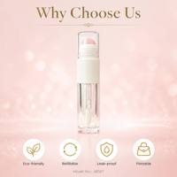 ISMAN 8ml Tube de gloss correcteur double embout avec pinceau en silicone et éponge applicatrice, en plastique PETG transparent rose, vide, pour cosmétiques, vente en gros