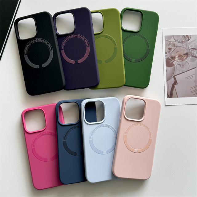 Liquid Silicone Microfiber Lining Magnetic Phone Case for iPhone 16 Pro Max 15 14 13 12 11 With Packaging Box