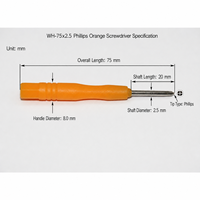 Destornillador Mini de Precisión de 75mm para Reparación de Relojes, 1.6mm 2.0mm 2.5mm 3.0mm, Eje de Acero al Carbono, Suministro al por Mayor OEM