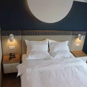 Economy Modern Hotel Bedroom Furniture Set Complete King <b>Queen</b> <b>Bed</b> <b>Frame</b> With Headboard Nightstand TV Cabinet Desk & Side Table - Product Image 1