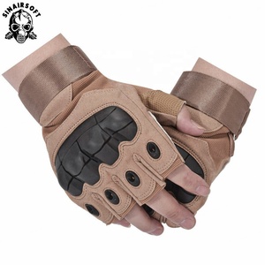 Gants de moto à demi-doigts en cuir de protection pour les articulations, pour les sports de plein air, tactiques - Product Image 1