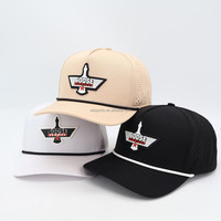 Écusson OEM en caoutchouc PVC Logo 5 6 Panneau Polyester Imperméable Sport Golf Chapeau Découpé au Laser Corde Perforée Chapeaux Vierges pour Broderie