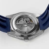Montre-bracelet personnalisée VVS Moissanite demi-besace entièrement sertie 234 pièces 4.64 carats Japon Miyota 8215 automatique mécanique Hip Hop Iced Watch pour hommes