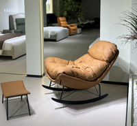 Fauteuil pivotant moderne et écologique avec revêtement en cuir silicone et tissu chenille pour salon