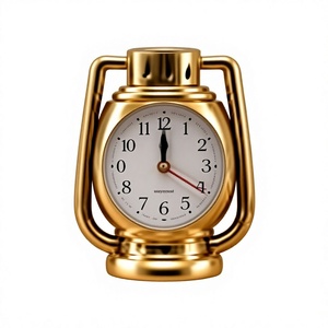 Horloge de table lanterne vintage en laiton doré, mouvement à quartz, horloge décorative de bureau pour la maison, le bureau, le salon - Product Image 3