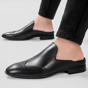 รองเท้าลำลองหนังแท้ลายขีดข่วนแบบสวมสำหรับผู้ชายฤดูร้อน พื้นยางหนา - Product Image 3