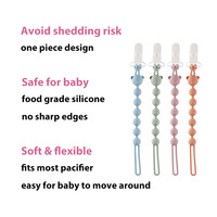 Chaîne anti-chute et anti-perte pour sucette bébé en silicone motif ours de dessin animé, thème art populaire, sérigraphiée et gravée au laser, marque COMPASS