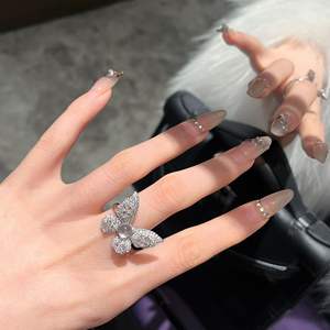 Anillo de Plata de Ley S925 con Incrustaciones de Diamantes de Imitación de Jade Espuma de Agua Natural, Estilo Chino Nuevo y Lujoso - Product Image 3