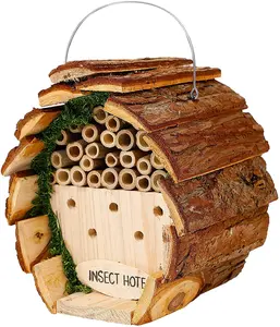 Milieuvriendelijk Massief Houten Insectenhotel Hangende Bamboe Bijenbestuiver Insectenhuisvogels Kleine Dieren Lieveheersbeestje Levende Kooi