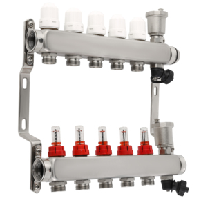Collecteur de chaleur rayonnante moderne à 6 boucles en acier inoxydable, <span class=keywords><strong>débitmètre</strong></span>, systèmes de chauffage par le sol hydronique pour appartement, cuisine, salle de bain - Product Image 4