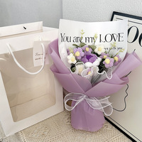 Cadeaux pour la fête des mères, bouquet de fleurs en crochet fait main, petite marguerite en tricot, avec lumière, pour maman, femmes, filles