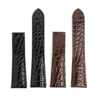 Nouveau bracelet de montre en cuir véritable à motif crocodile, noir et marron, 20 mm 22 mm, souple, sans boucle, pour Longines L4 L2 Seiko