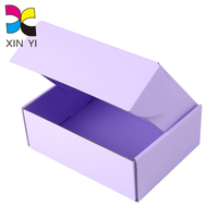 Boîtes postales en carton ondulé violet écologique Emballage en papier personnalisé en gros pour chaussettes Type de dossier en relief et laminé mat
