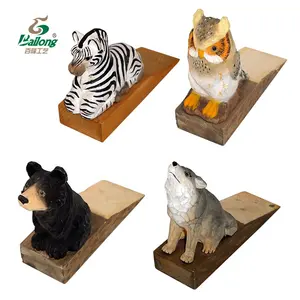 Handmade wood carving vintage animal shaped decorative door stopper