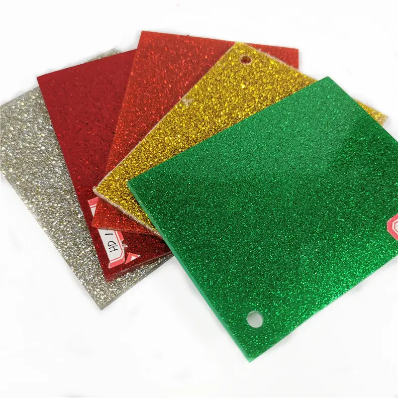 YAGELI Personalizado Colorido Acrílico Glitter Folhas 3mm 4 milímetros 5 milímetros Pmma Folha Acrílica Glitter Resina para Venda