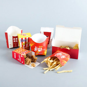 工場卸売 使い捨て 食品グレード カスタムサイズ印刷 クラフト紙 バーガー包装箱 段ボール食品容器 - Product Image 2
