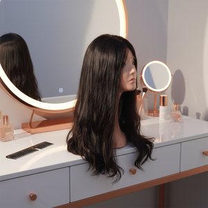 Peluca de Cabello Humano Virgen Brasileño HAIR4WIG, con Frente de Encaje Transparente, Color Negro, Larga, Rubio Ceniza, 250g - Product Image 1