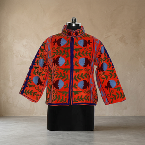 Veste en velours Suzani brodée de qualité supérieure, doublure en laine respirante, imprimée à la main, manteau d'hiver chaud, prix d'usine imbattable - Product Image 4