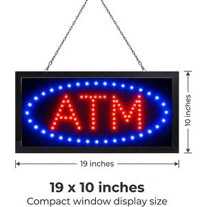 Letrero de Cajero Automático con Letras Rojas y Luz Azul Intermitente, Letrero Luminoso Colgante, Letrero de Servicio de Cajero Automático para Tiendas Minoristas y Gasolineras - Product Image 5