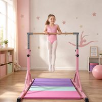 Barre de gymnastique pliable pour enfants en bois naturel, barre horizontale réglable en hauteur de 105 à 150 cm, cadre en acier thermolaqué
