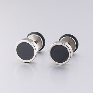 <strong>Men's</strong> Earings Titanium Steel Round Black Oil Drip <strong>Stud</strong> <strong>Earrings</strong> for <strong>Men</strong> Korean Fashion Stainless Steel Punk Jewelry Accessories - Product Image 3