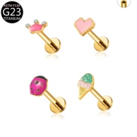 Boucles d'oreilles tendance en titane G23 plaqué or avec zircone cristalline pour piercing d'oreille, bijoux de corps OEM