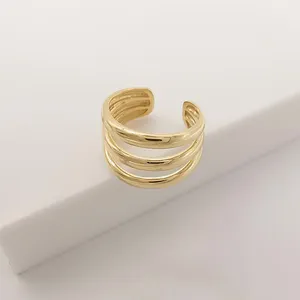 Trendy 14k Pure Yellow Gold Cuff Earrings With Screw Back Real Gold Ear Clips For Wedding Party Engagement Gifts