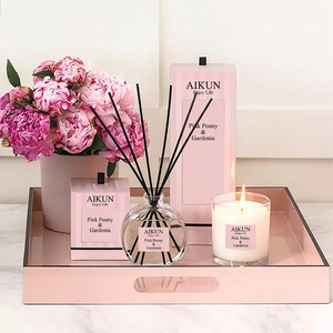 AIKUN Fabricant OEM – Ensemble diffuseur de parfum en verre naturel fait main avec bâtonnets de soja pour Spa, Hôtel, Bureau, Chambre - Product Image 1
