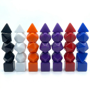 Juego de 7 dados poliédricos multicolor en blanco, dados acrílicos personalizables DIY D4-D20 para juegos de mesa TRPG RPG - Product Image 1