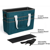 Sac fourre-tout grand rangement d'art avec plusieurs poches, sac à couture vert bleuâtre pour l'art, l'artisanat, la réservation de ferraille, l'école, le médical