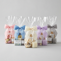 Sac cadeau en PVC transparent de luxe avec logo personnalisé et nœud en ruban de chiffon pré-noué pour mariage et emballage cosmétique